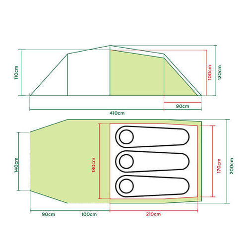 Coleman Tasman 3 Tent - Donkergrijs/Legergroen