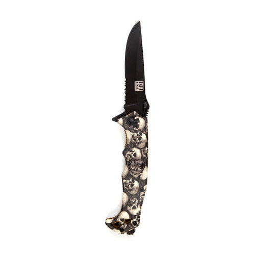 MCS Cuchillo Skull & Clip – Negro/Marfil