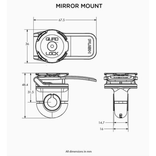 Quad Lock Soporte Para Espejo de Motocicleta/Scooter