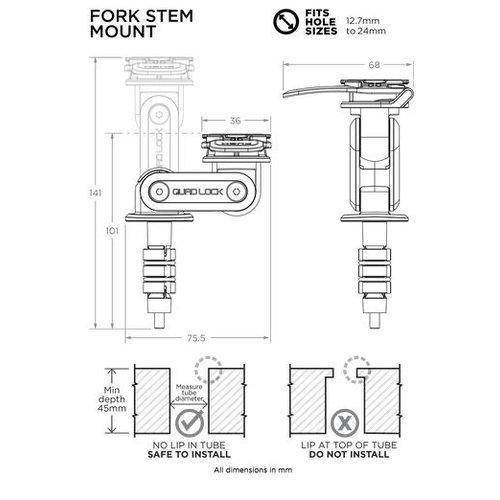 Quad Lock Voorvorkbevestiging Voor Motorfiets