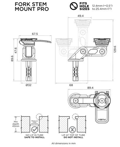 Support té de fourche Quad Lock motos