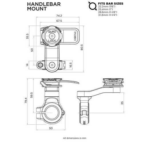 Attacco manubrio/attacco manubrio Quad Lock per smartphone