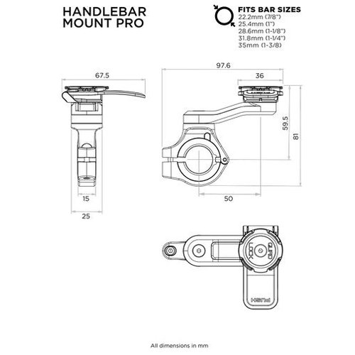 Quad Lock Motorstuurbevestiging Pro