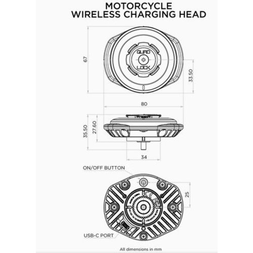 Quad Lock Cabezal de Carga Inalámbrico Resistente a la Intemperie