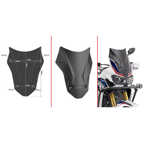 GIVI Cupolino Basso Honda CRF1000L Africa Twin ('15-'19)/A Sports ('18-'19) | Nero Opaco