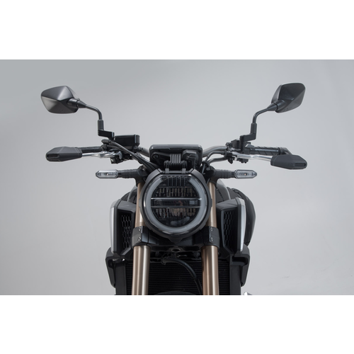 SW-Motech Hebelschützer mit Windschutz Honda CB 650 R ('19-'22) | Schwarz, Eloxiert