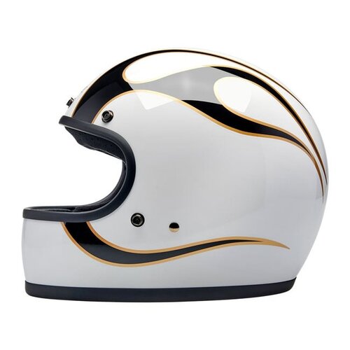 Gringo Helmet Gloss White/Black Flames| ECE R22.06