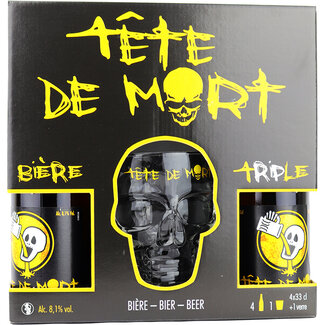 Brasserie du Bocq Bierpakket Tete De Mort 4x33cl met Glas