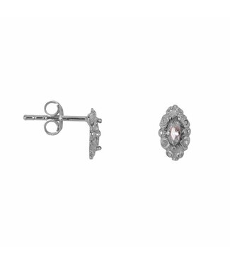 Betty Bogaers Betty Bogaers - Antique Drop Stud Earring - Silver/White