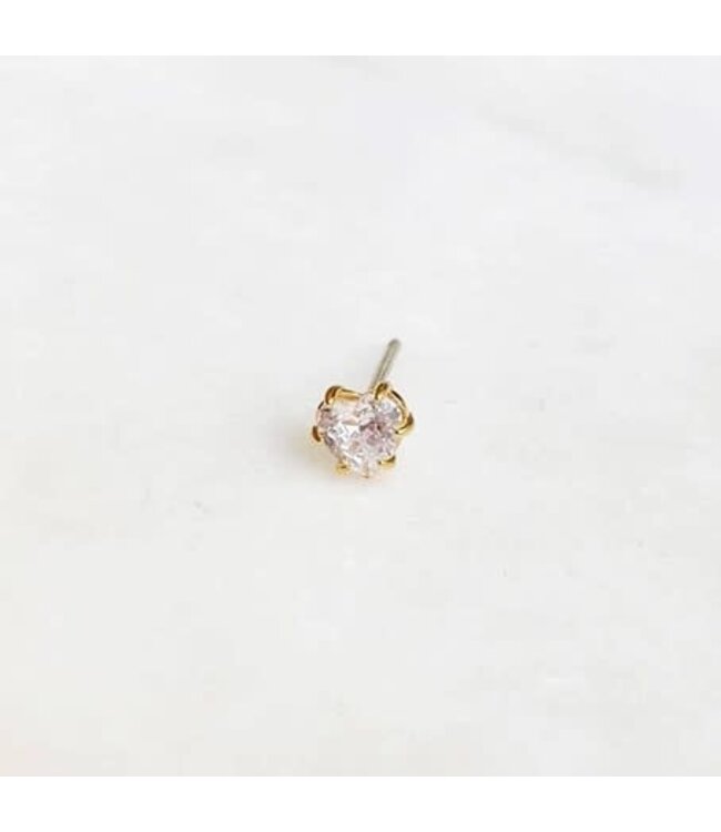 ByNouck Jewelry - Earstud Shiny Heart - Gold