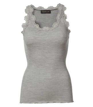 Rosemunde Copenhagen Rosemunde - Silk Top Lace - Light Grey Melange