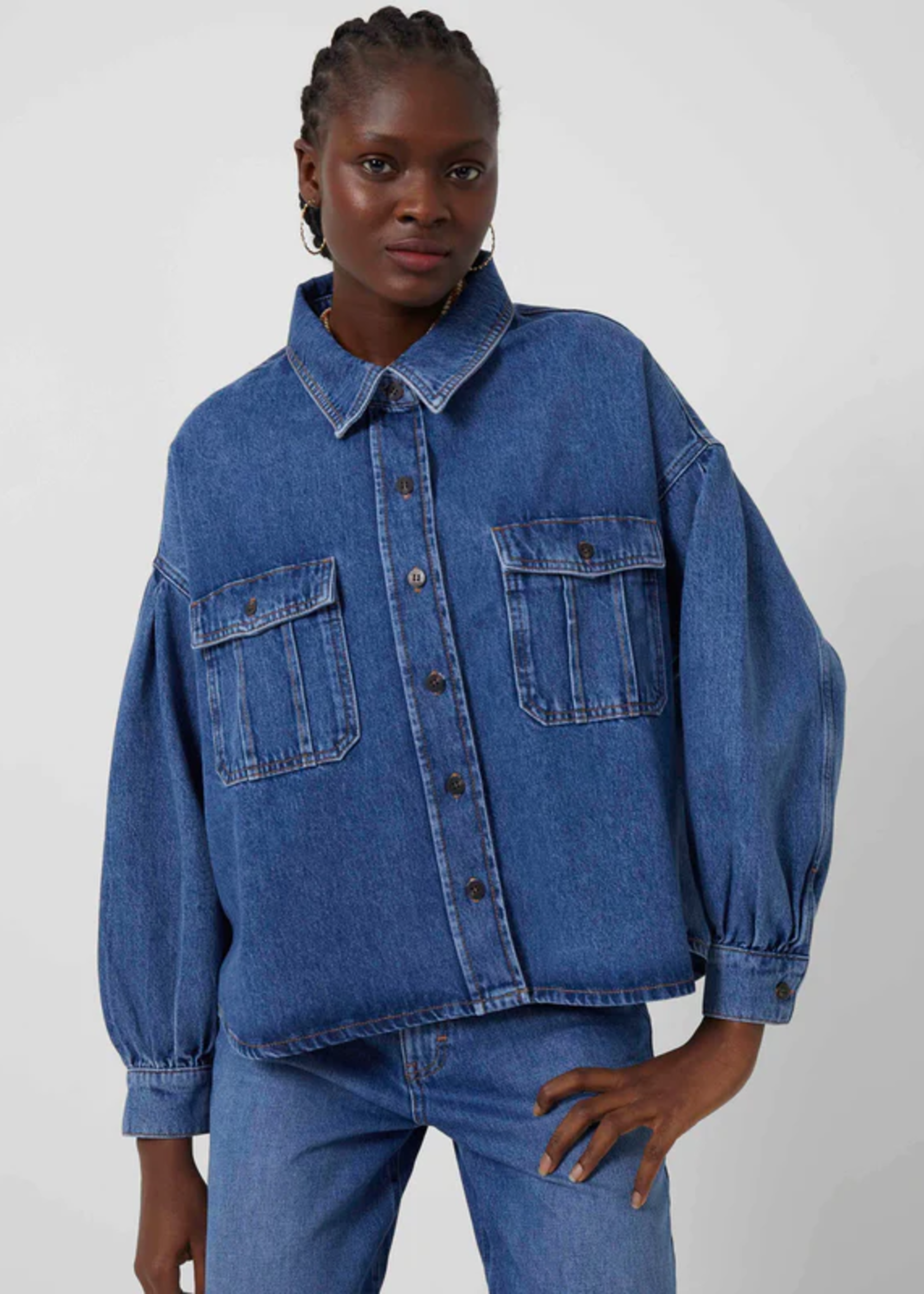 French Connection - Penelope Denim Puff Sleeve - Mid Vintage
