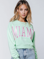 Colourful Rebel Colourful Rebel - Miami Patch Cropped Sweat - Neon Lime
