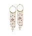 Pure By Nat - Hoop Earrings w. Chains and Gemstones - 45595