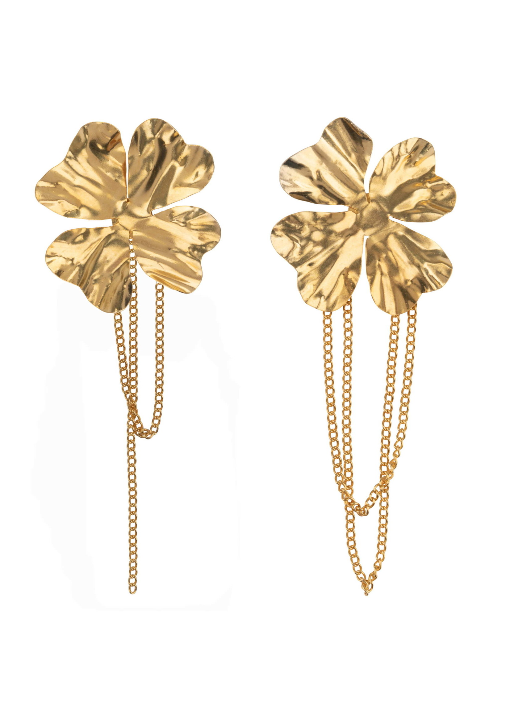 Betty Bogaers Betty Bogaers - Folded Flower Chain Earring - Gold plated - E2201G