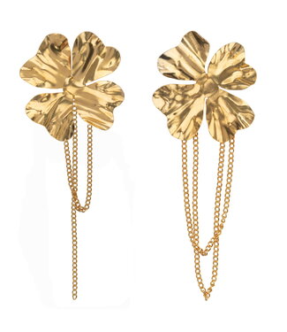 Betty Bogaers Betty Bogaers - Folded Flower Chain Earring - Gold plated - E2201G