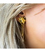 Betty Bogaers - Folded Heart Stud Chain Earring - Gold plated - E2191G
