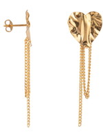 Betty Bogaers Betty Bogaers - Folded Heart Stud Chain Earring - Gold plated - E2191G