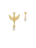Betty Bogaers Betty Bogaers - Bird Pearl Earring - Gold plated - E906a