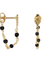 Betty Bogaers Betty Bogaers - Wieber Chain Black Stones Stud Earring - Gold plated - E2047G