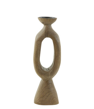 Light & Living Light & Living - Candle Holder Django Wood - Matt Dark Brown - 14X12X45