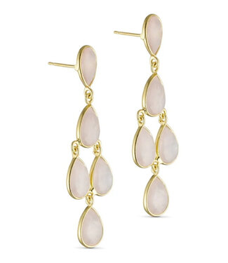 Pure By Nat Pure by Nat - Earring - Gold Plated - Pink Quartz - 45668