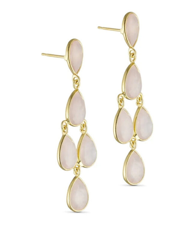 Pure by Nat - Earring - Gold Plated - Pink Quartz - 45668