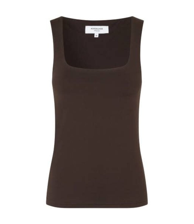 Rosemunde - Square Neck Top - Black/Brown