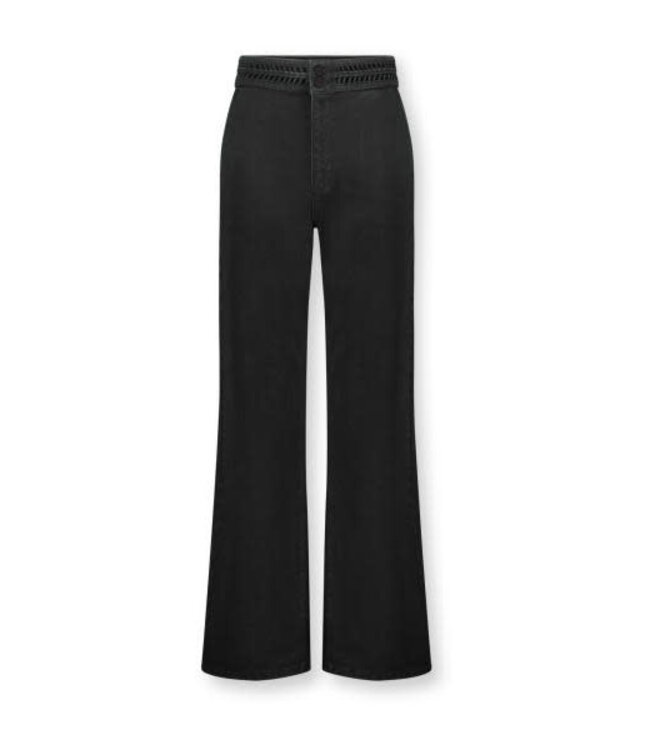 Homage - Wide Leg Jeans with Belt - Washed Black