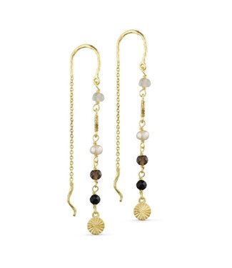 Pure By Nat Pure By Nat - Chain earrings with natural stone and pearl 45760