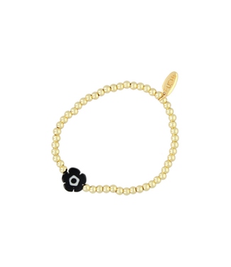 Fushi Fushi - Bracelet - Glass Flower Bead / 14 Krt Gold