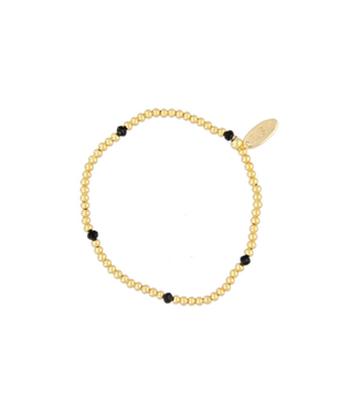 Fushi Fushi - Bracelet - Onyx Beads / 14 Krt Gold