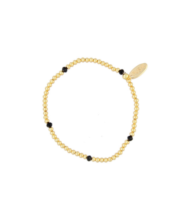 Fushi - Bracelet - Onyx Beads / 14 Krt Gold