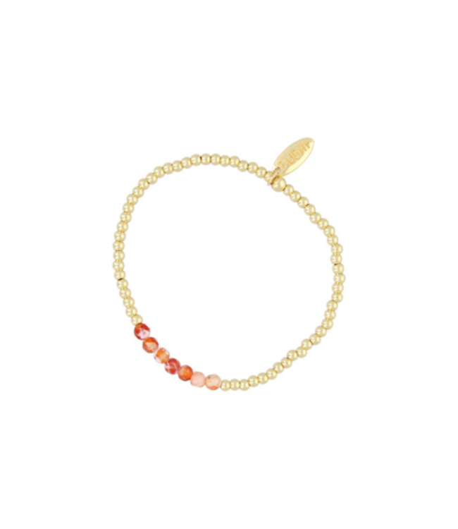 Fushi - Bracelet Halfedelsteen - Dyed Jade Orange / 14 Krt Gold