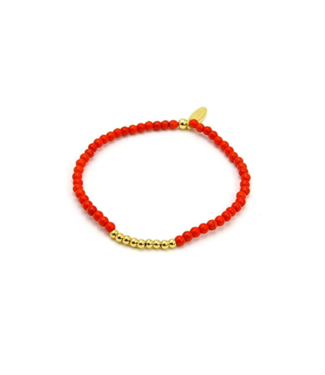 Fushi - Bracelet - Dyed Turquoise Orange / 14 Krt Gold