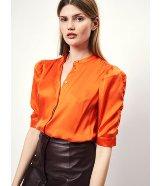 Dante 6 Dante 6 - Pernaud Silk Smocked Blouse - Signal Orange