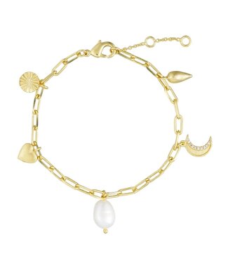 Pure By Nat Pure by Nat - Bracelet with Pendants & Moon - Gold 40641