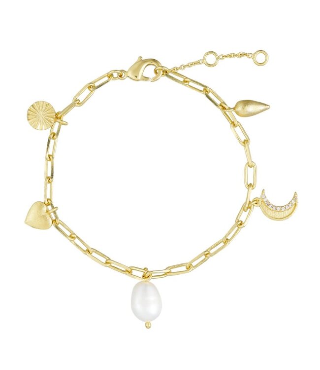 Pure by Nat - Bracelet with Pendants & Moon - Gold 40641