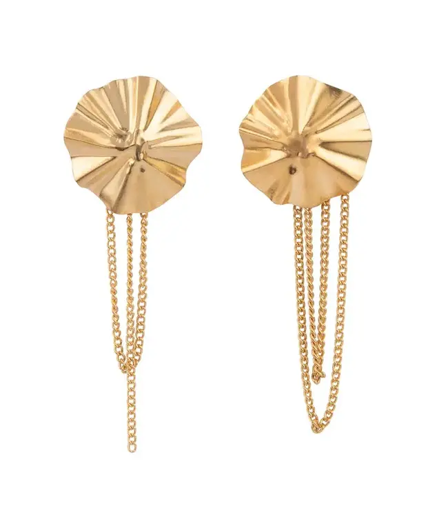 Betty Bogaers -  Earring E2150 - Folded Big Round Chain Stud