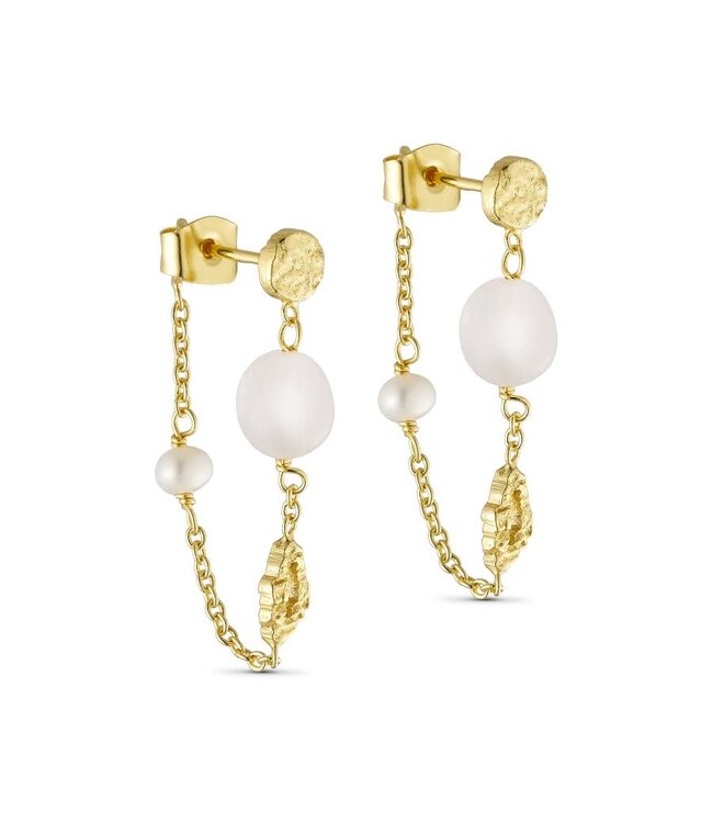 Pure by Nat - hain earrings with stones 45686 - Gold