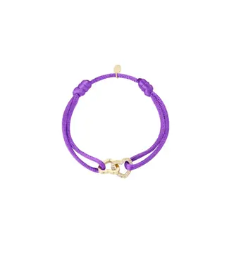 Blossom Essentials - Satin Bracelet Double Heart with Stones - Purple