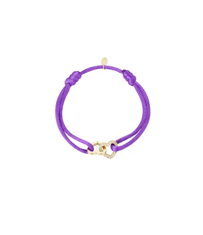 Blossom Essentials - Satin Bracelet Double Heart with Stones - Purple