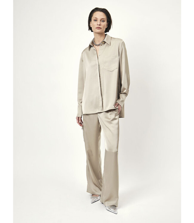 Dante 6 - Harlow Satin Wide Pants - Timeless Taupe