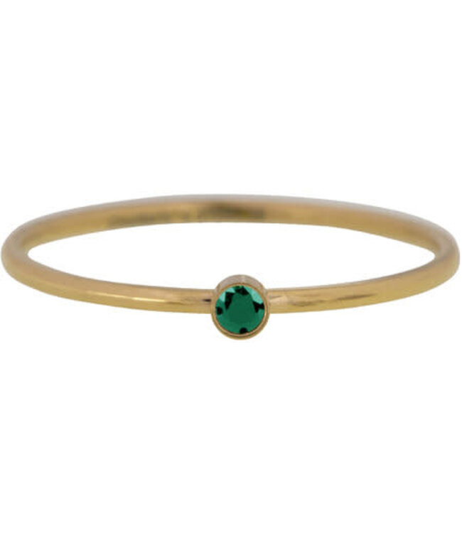 Charmin's - Birthstone Ring May - Emerald / Gold Plated