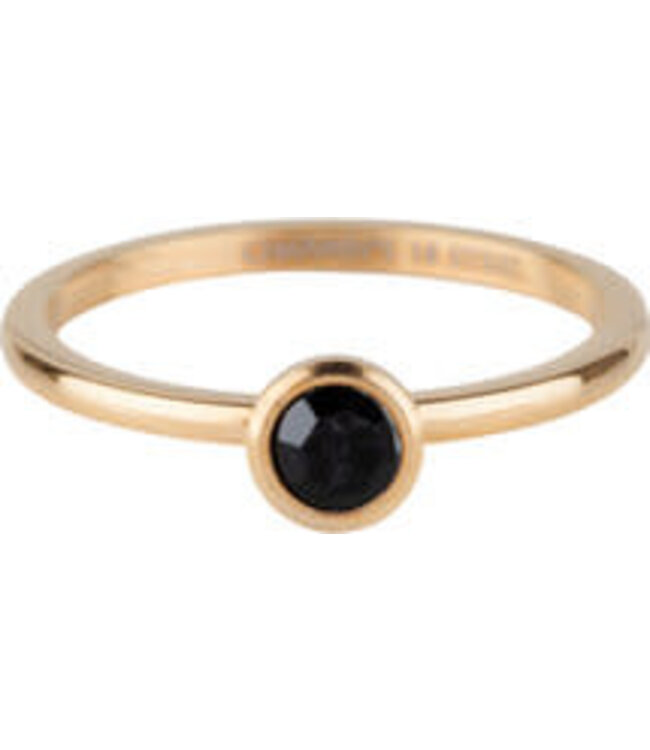 Charmin's - Ring Round Stone - Black / Gold Plated 1021