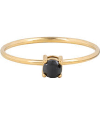 Charmin's Charmin's - Classical Solitair Ring 1mm - Black / Gold