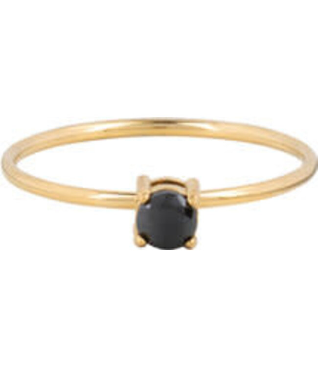 Charmin's - Classical Solitair Ring 1mm - Black / Gold