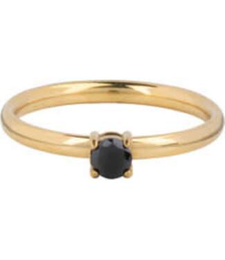 Charmin's Charmin's - Classical Solitair Ring 2.2 mm - Black / Gold 1433