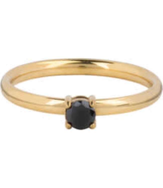 Charmin's - Classical Solitair Ring 2.2 mm - Black / Gold 1433