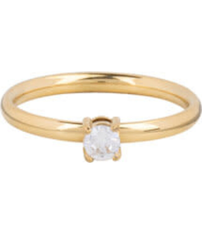 Charmin's - Classical Solitair Ring 2.2 mm - White / Gold 1431